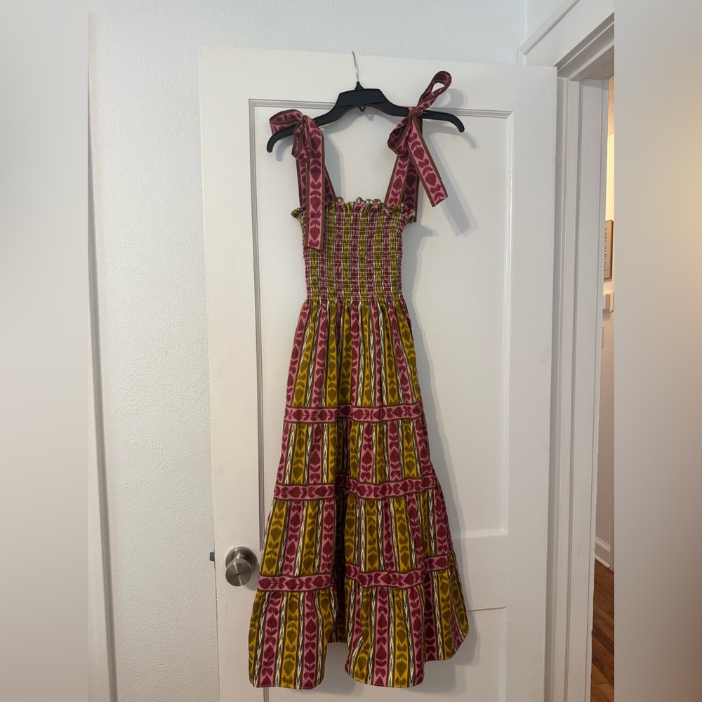 Hill House The Nap Dress in Pink, Olive & Cream Stripes